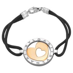 Bracciale a doppio cuore Bvlgari "Tondo" in oro giallo 18 carati e acciaio inossidabile