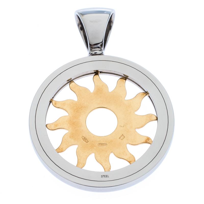 For the woman who loves fine jewellery, Bvlgari brings her this stunning Sun charm pendant that has a stainless steel ring with an 18k yellow gold sun motif within it. The charm pendant is versatile as it comes with a bail which allows you to hook
