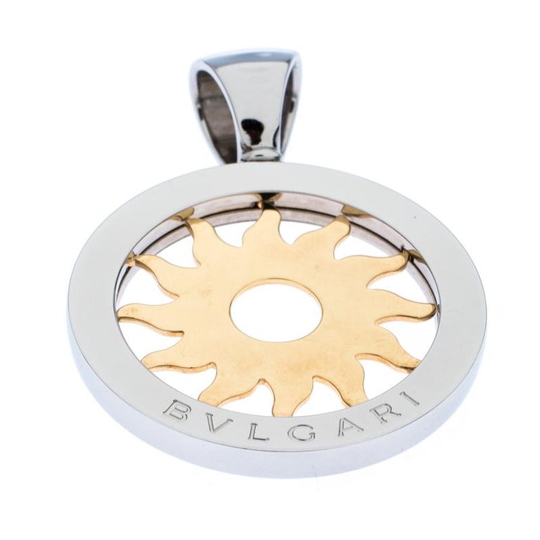 Bvlgari Tondo 18K Yellow Gold Stainless Steel Sun Pendant For Sale at  1stDibs