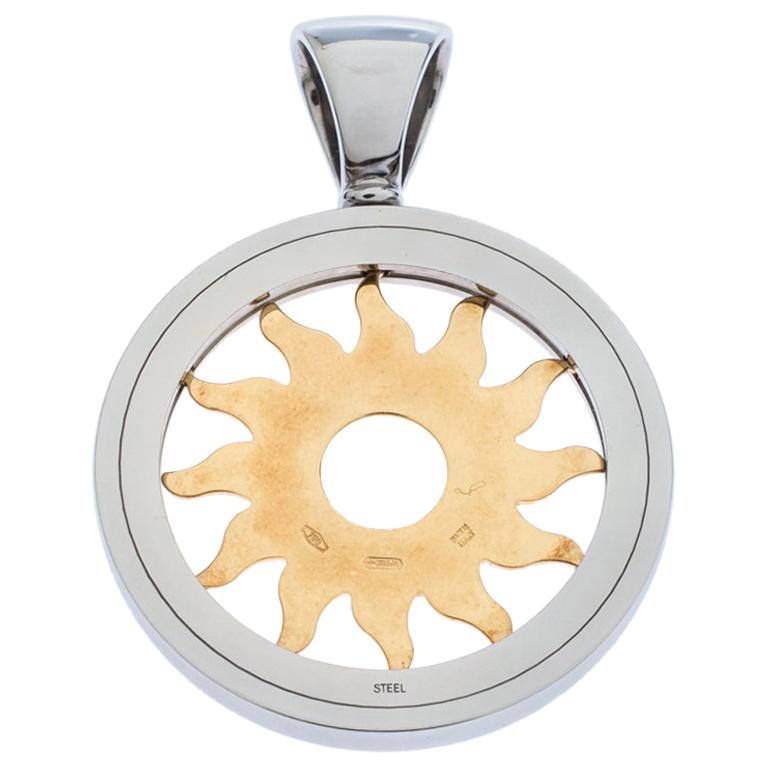 Bvlgari Tondo 18K Yellow Gold Stainless Steel Sun Pendant