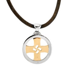 Bvlgari Tondo 18K Yellow Gold Steel Black Two Tone Chain Cross Chocker Necklace