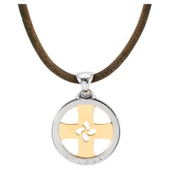 Bvlgari Tondo 18K Yellow Gold Steel Black Two Tone Chain Cross Chocker Necklace