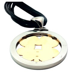 Bvlgari Tondo Clover Pendant Necklace, 18k Yellow Gold & Stainless Steel