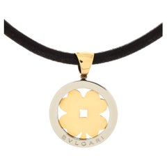 Bvlgari Tondo Clover Pendant Necklace Stainless Steel with 18K Yellow Gold
