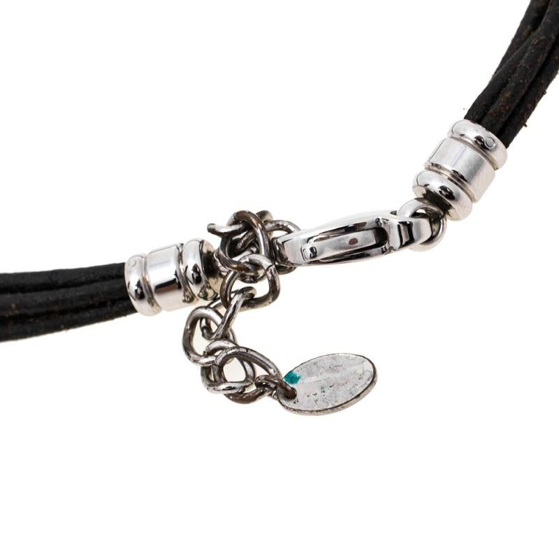 Bvlgari Tondo Heart 18k Gold & Stainless Steel Pendant Cord Necklace 1