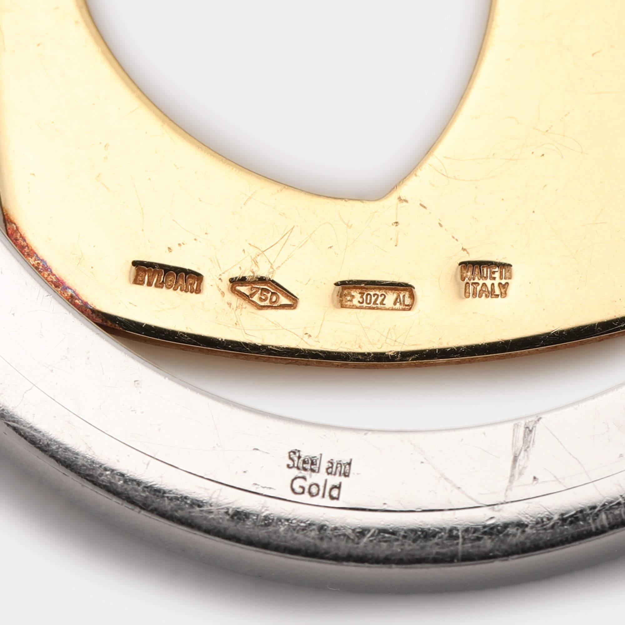 Bvlgari Tondo Heart 18k Gold Stainless Steel Pendant Leather Cord Necklace 2