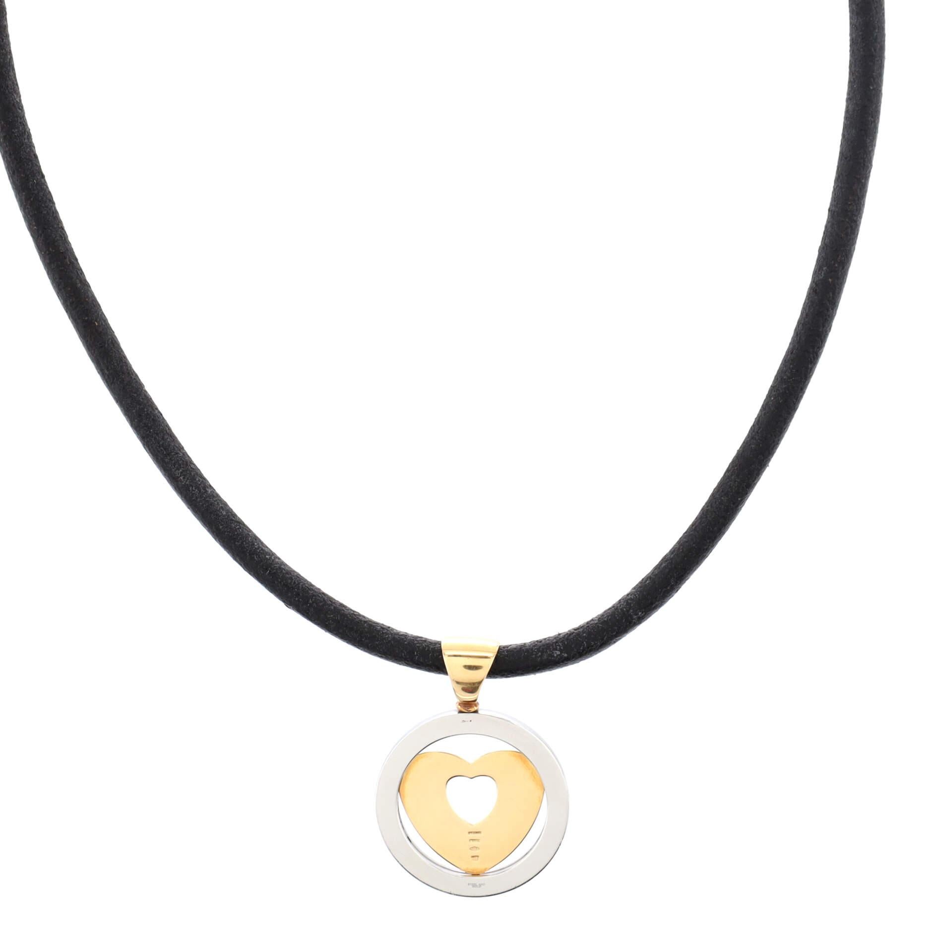 Women's Bvlgari Tondo Heart Pendant Necklace Stainless Steel with 18k Yellow Gold