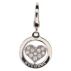 Bvlgari Tondo Heart Pendant Pendant & Charms 18K White Gold and Diamonds