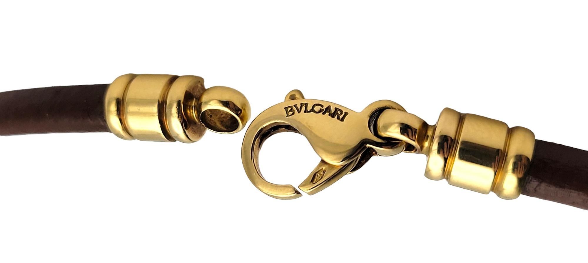 Bvlgari Tondo Snowflake Leather Necklace in 18k Yellow Gold & Stainless Steel 4