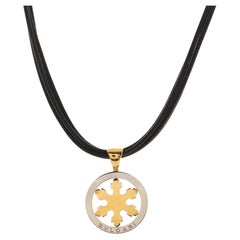 Bvlgari Tondo Snowflake Pendant Necklace 18k Yellow Gold and Stainless Steel