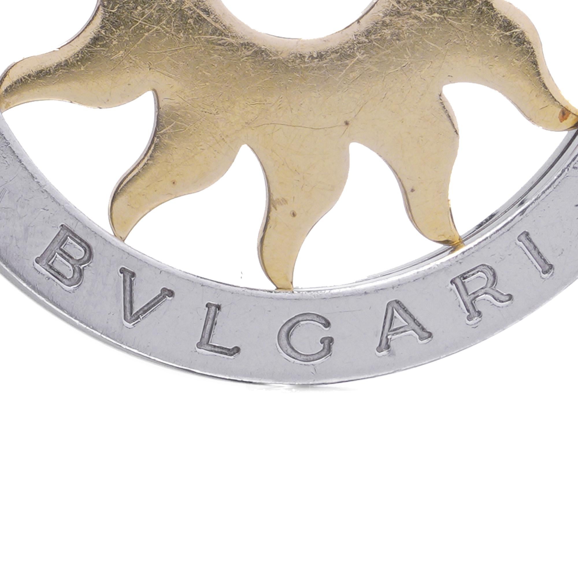 Bvlgari Tondo Soleil Pendant in 18kt Yellow Gold and Stainless Steel For Sale 2