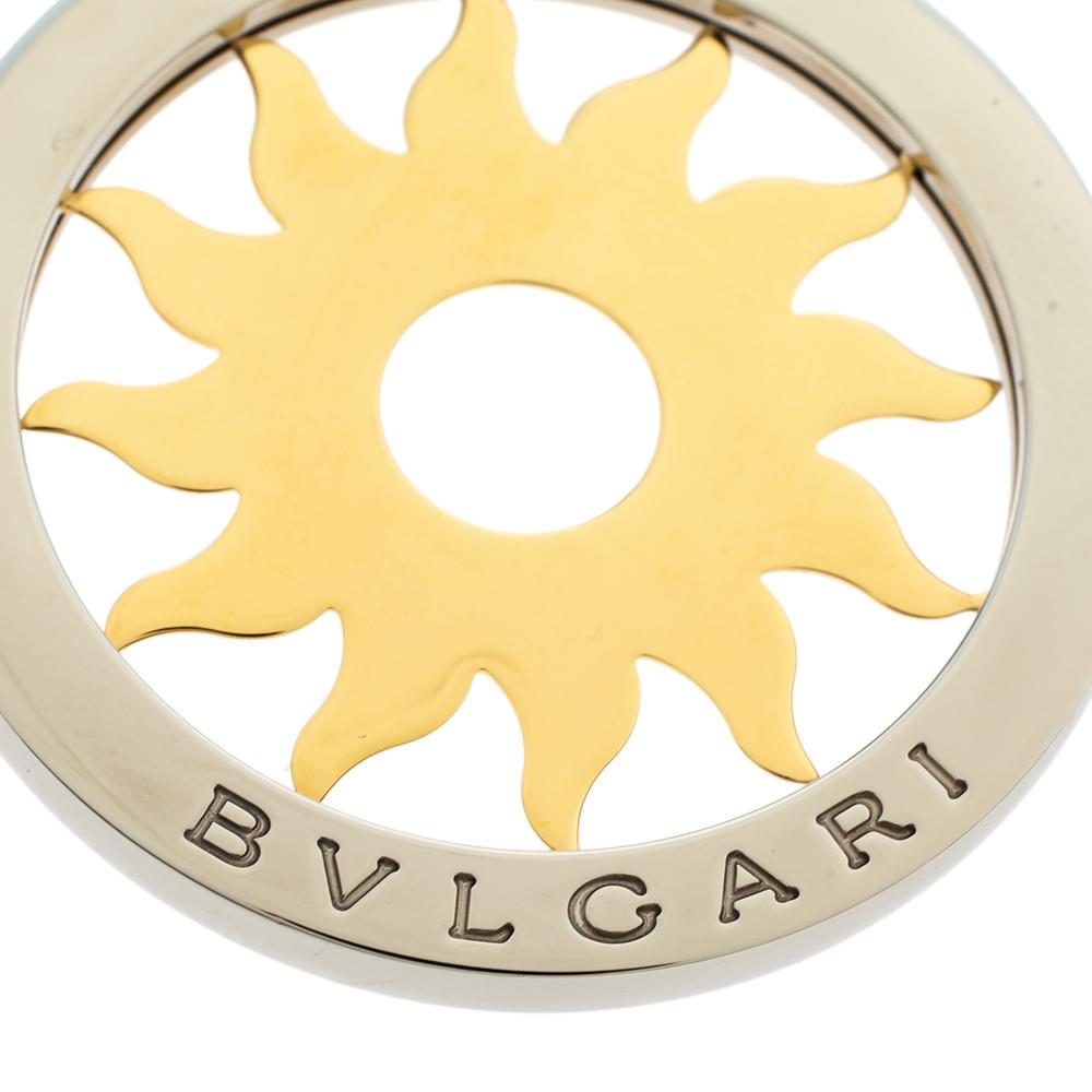 Bvlgari Tondo Sun 18K Gelbgold und Edelstahl-Anhänger Groß im Zustand „Gut“ in Dubai, Al Qouz 2