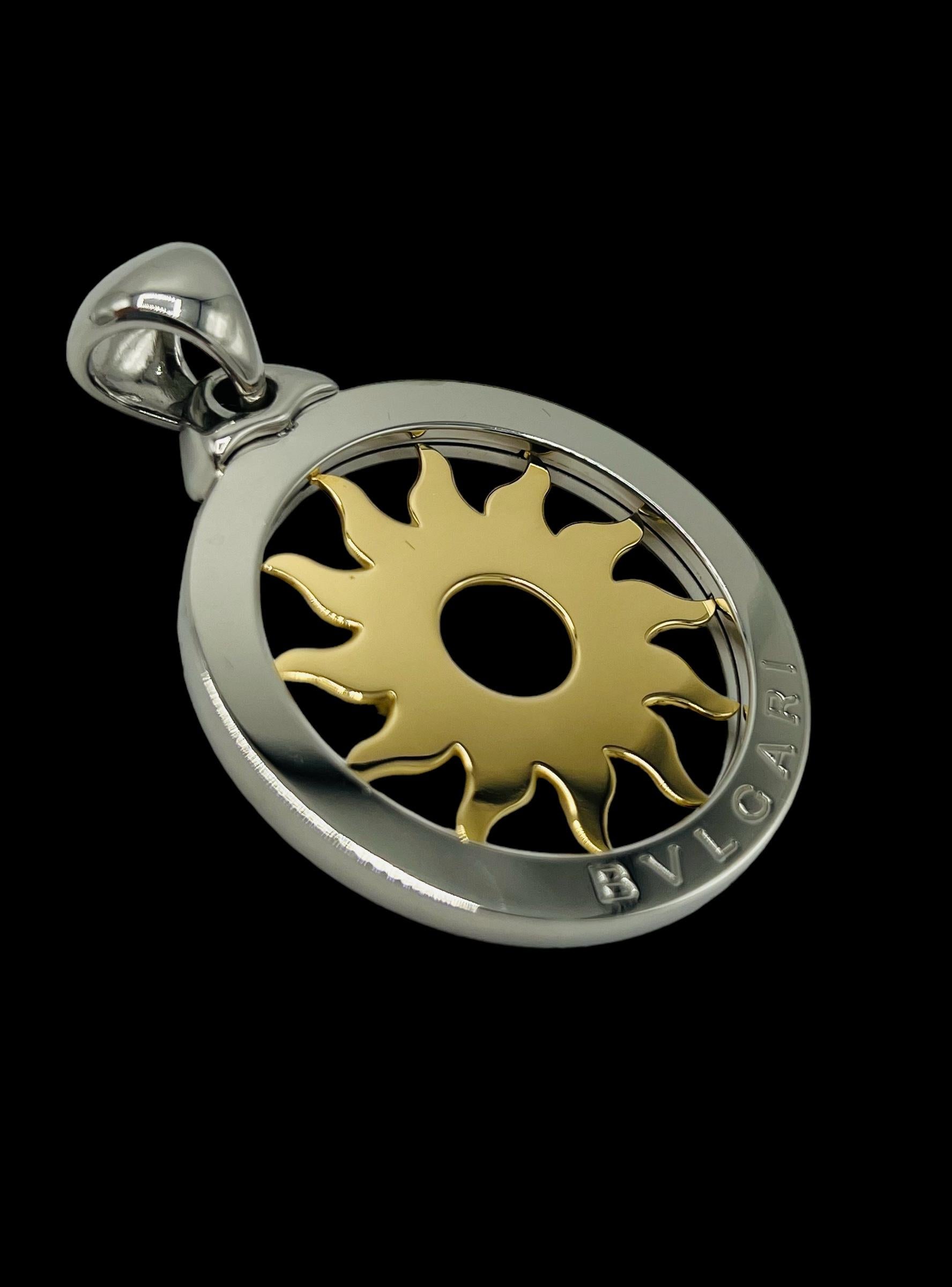 Artist Bvlgari TONDO sun gold and steel pendant