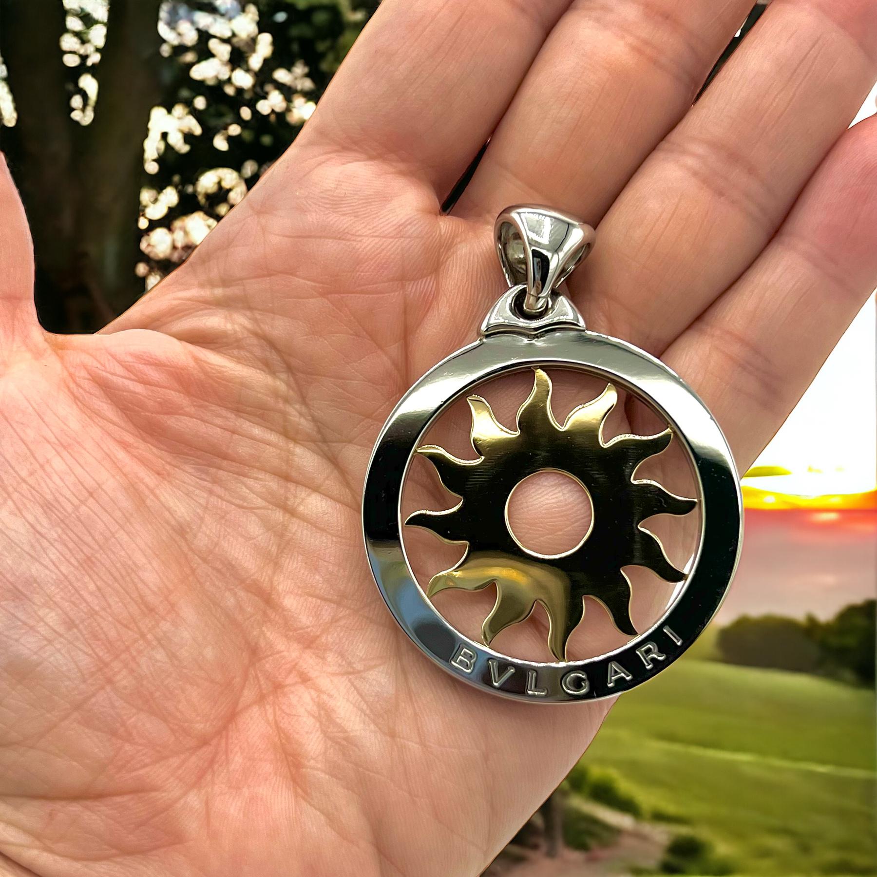Women's or Men's Bvlgari TONDO sun gold and steel pendant