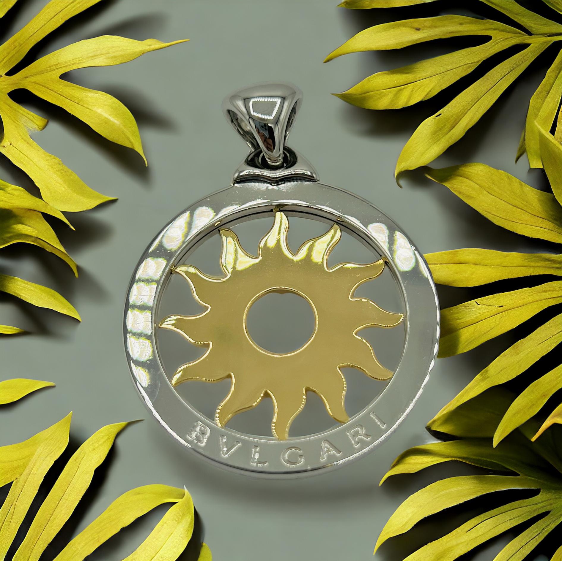 Bvlgari TONDO sun gold and steel pendant 2