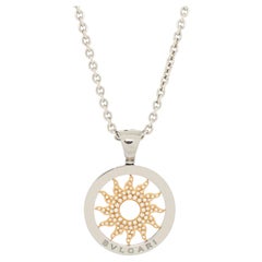 Bvlgari Tondo Sun Pendant Necklace 18K Yellow Gold and Stainless Steel wi