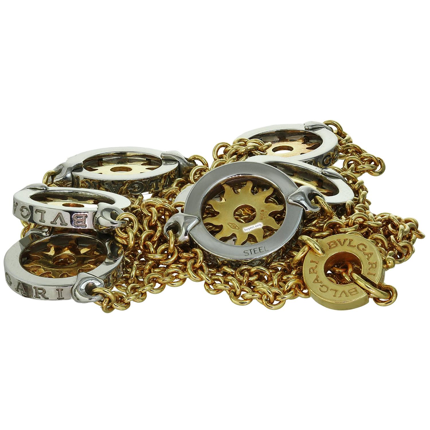 BVLGARI Tondo Sonnen Gelbgold Stahl lange Sautoir Halskette Box Papiere 3