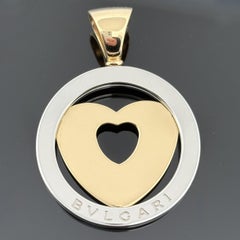 Bvlgari Tono Ciondolo a cuore in acciaio e oro 18k con chiodo in oro 18k 31mm