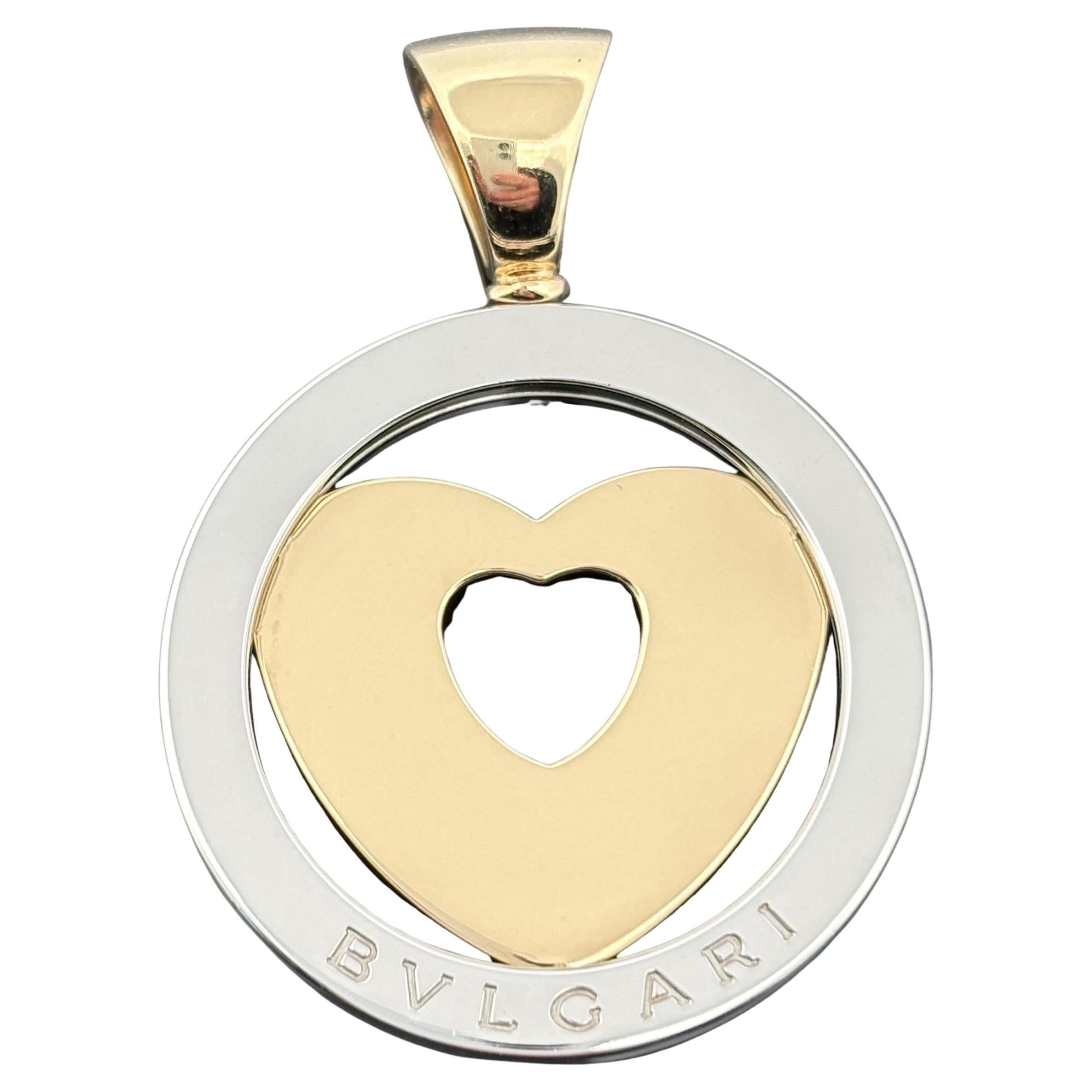 Bvlgari Tono Heart Pendant 18k 
Steel w/ 18k Gold Bail 31mm