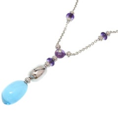 Bvlgari Topaz, Amethyst, Diamond Necklace in 18K White Gold