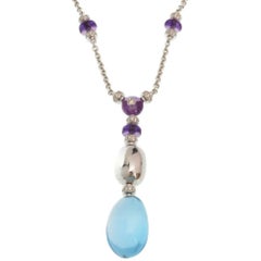 Bvlgari Topaz, Amethyst, Diamond Necklace in 18K White Gold