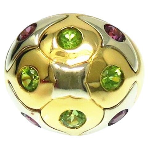 Round Cut Bvlgari Tourmaline 18K Yellow Gold Ring For Sale