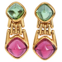 Pendientes Bvlgari Tourmaline Peridot 18K Gold Sugarloaf Drop