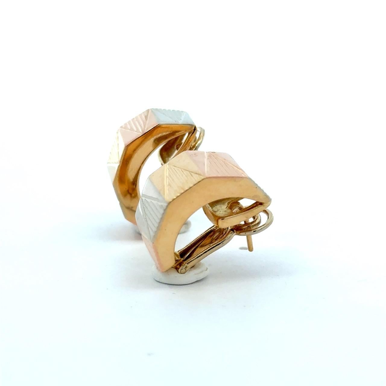 BVLGARI Tricolor 18K Gold Huggie Earrings with Box Retired en venta 12