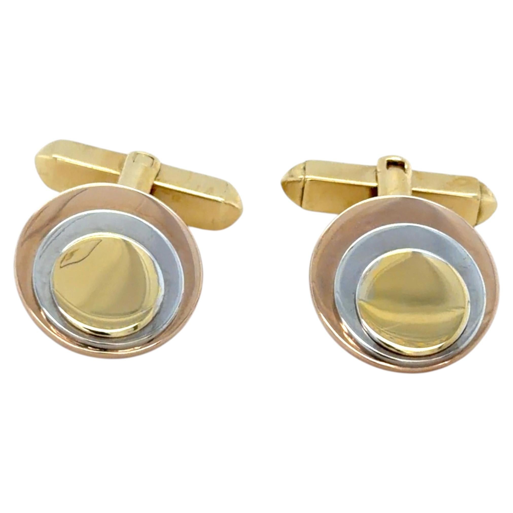Bvlgari, Tricolor Gold Cirlcle Cufflinks
