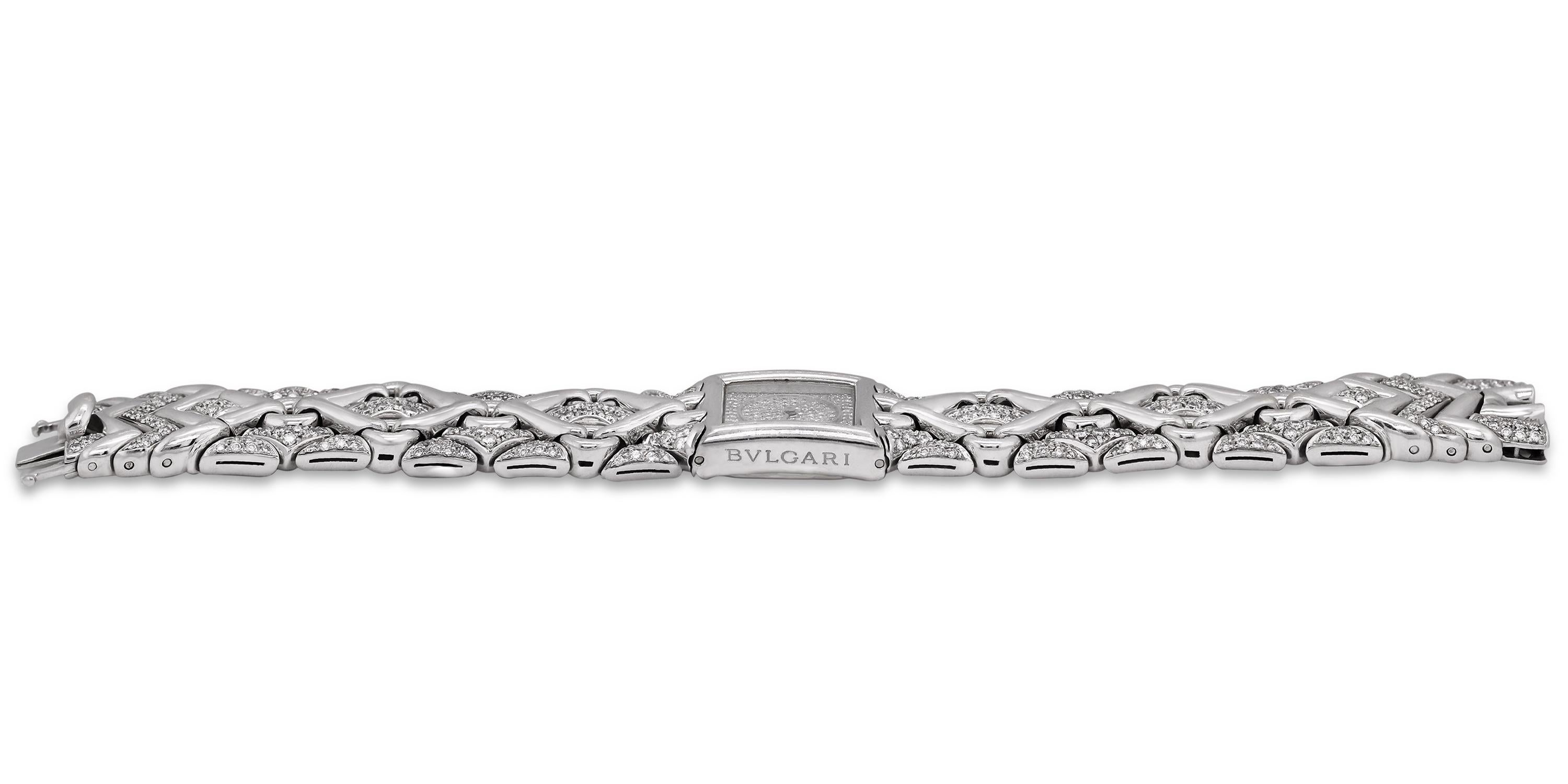 Bvlgari Trika 18K White Gold All Diamond Watch In Excellent Condition For Sale In Boca Raton, FL
