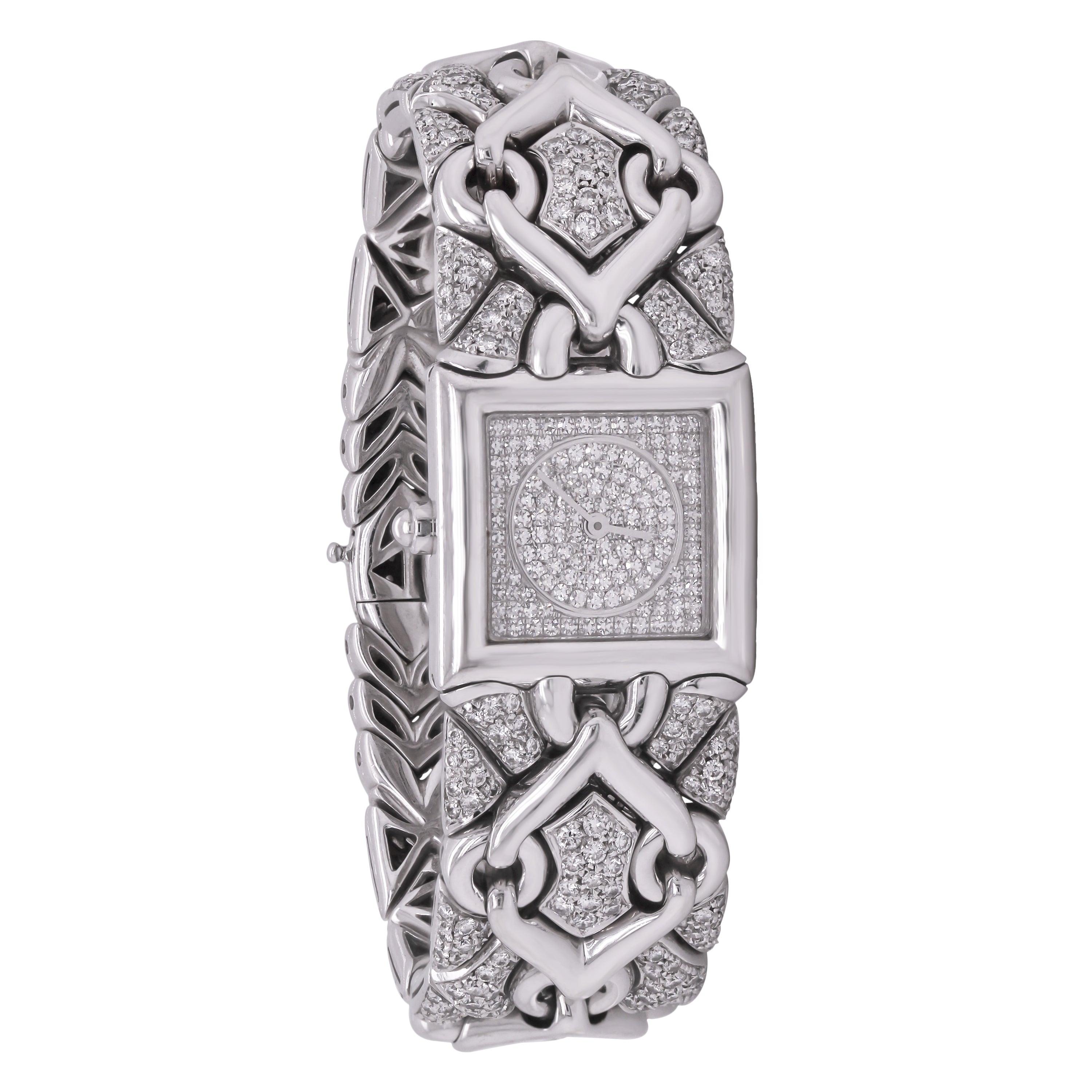 Bvlgari Trika 18K White Gold All Diamond Watch For Sale