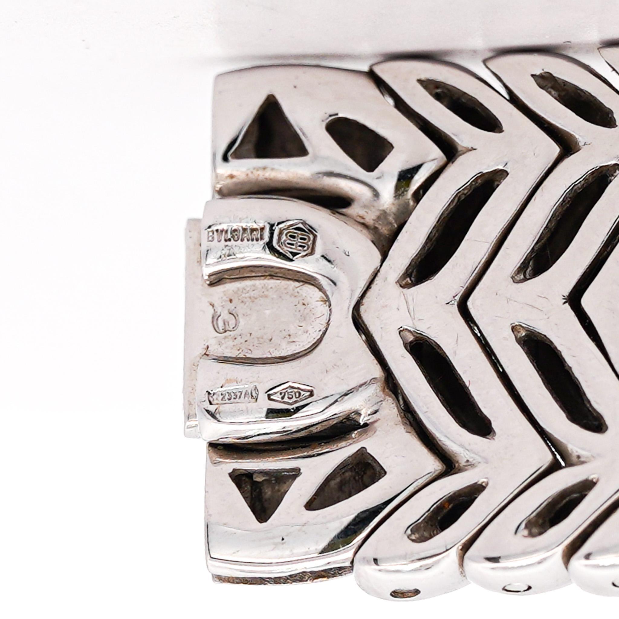 Bvlgari Trika Diamond 18K White Gold Integral Bracelet Square Watch Full Set For Sale 1