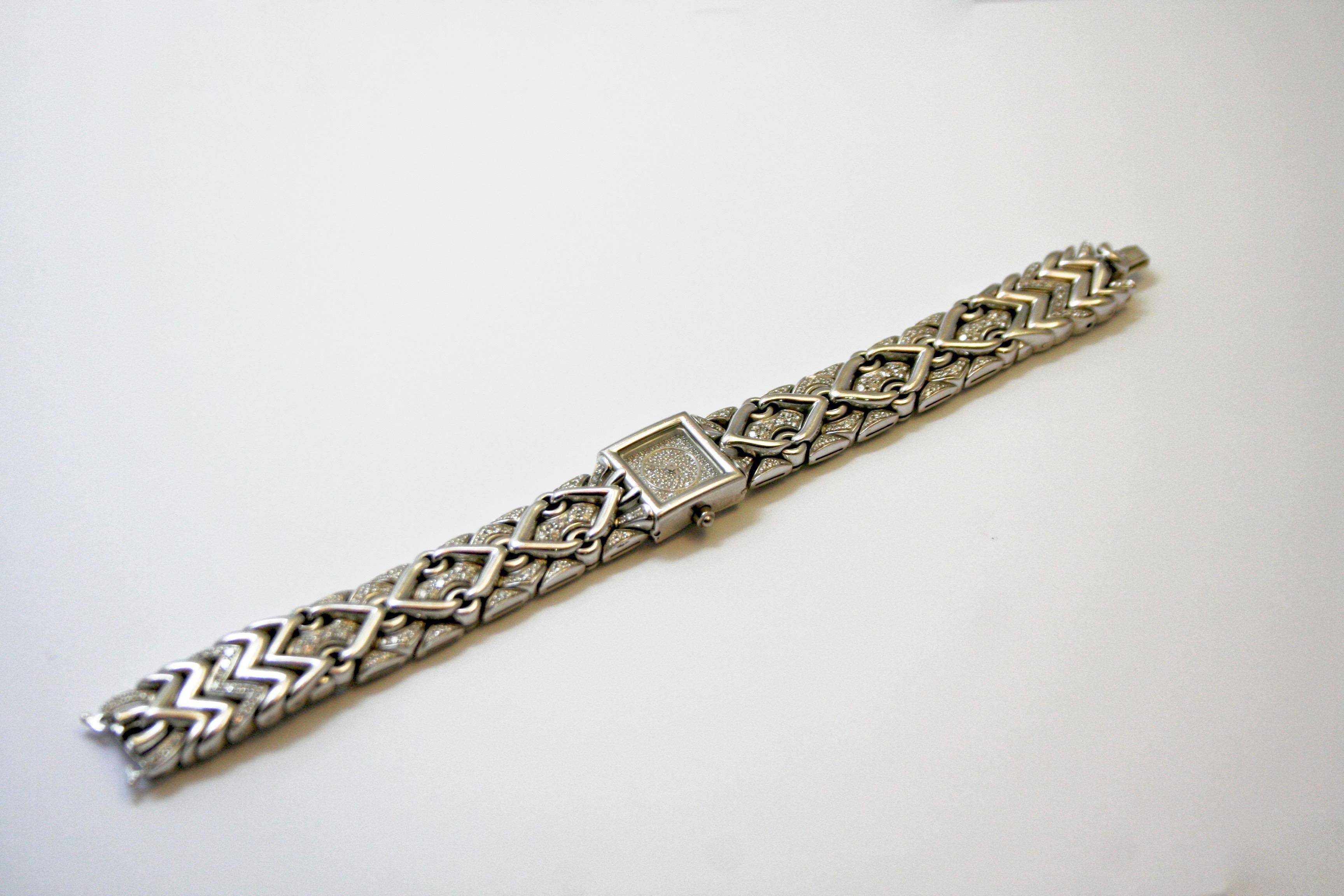 Bvlgari Trika White Gold and Diamonds Paved Watch 'Bulgari' In Excellent Condition For Sale In Monte Carlo, MC