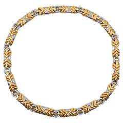 Bvlgari Trika-Halskette, zweifarbige Weiß- und Gelbgold 18k Gold