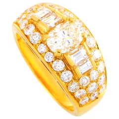 Bvlgari Trombino 18 Karat Yellow Gold and 1.72 Carat Diamond Band Ring