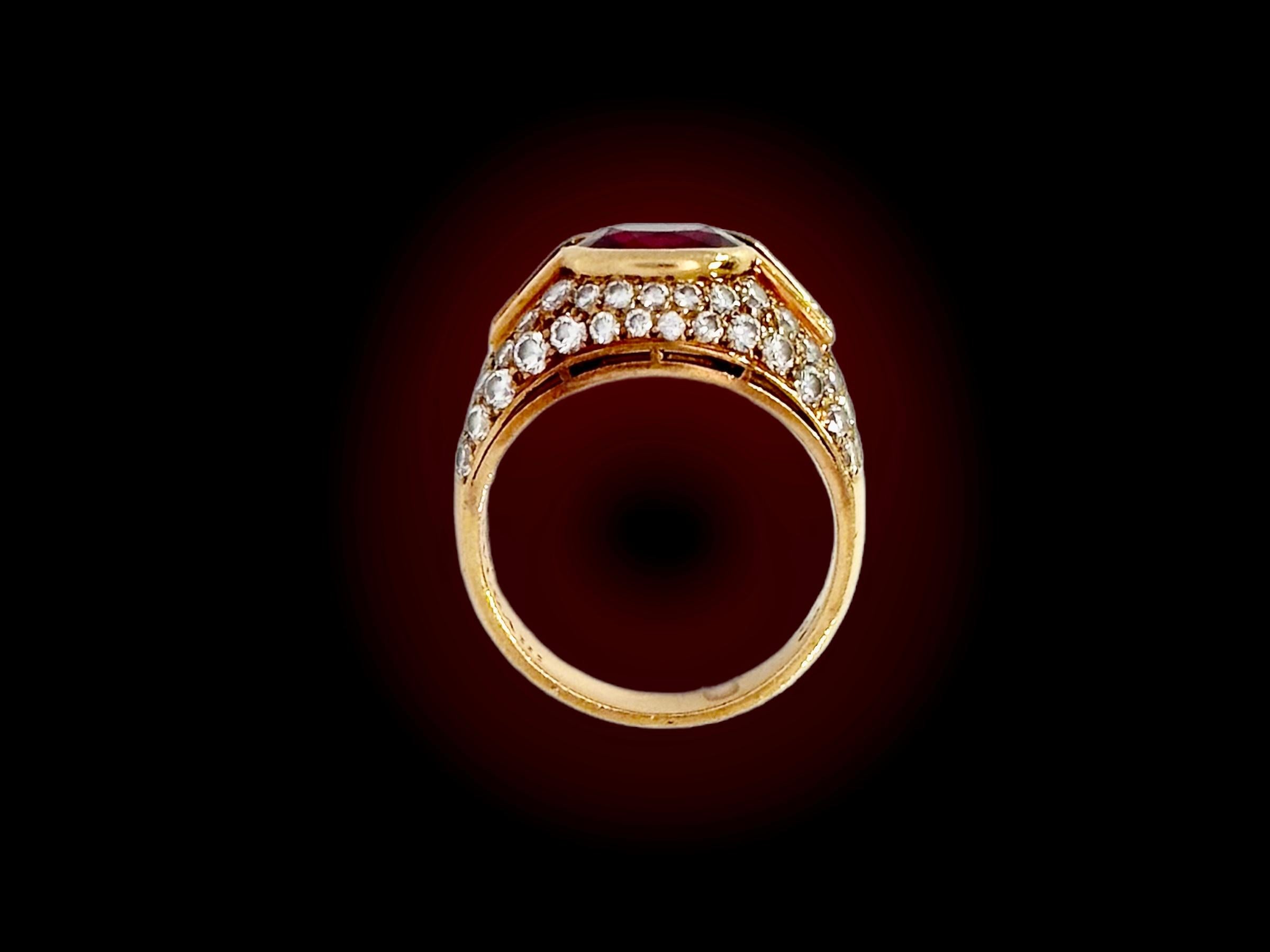Bvlgari Trombino 18kt Yellow Gold Ring 2.09ct Ruby & Diamonds With GRS Cert For Sale 1