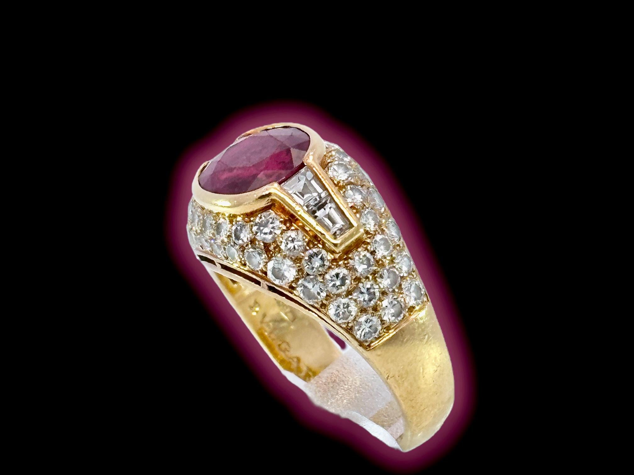 Bvlgari Trombino 18kt Yellow Gold Ring 2.09ct Ruby & Diamonds With GRS Cert For Sale 3