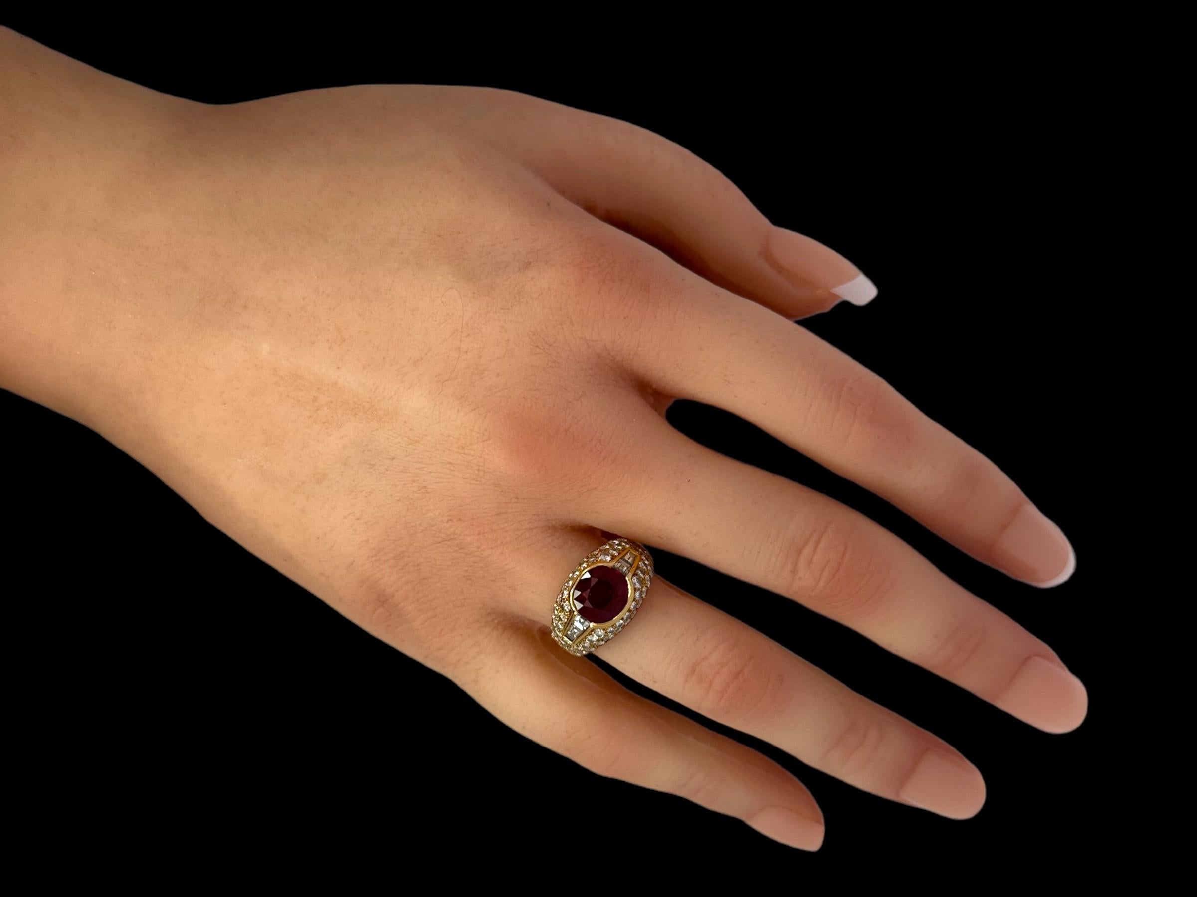 Bvlgari Trombino 18kt Yellow Gold Ring 2.09ct Ruby & Diamonds With GRS Cert For Sale 8