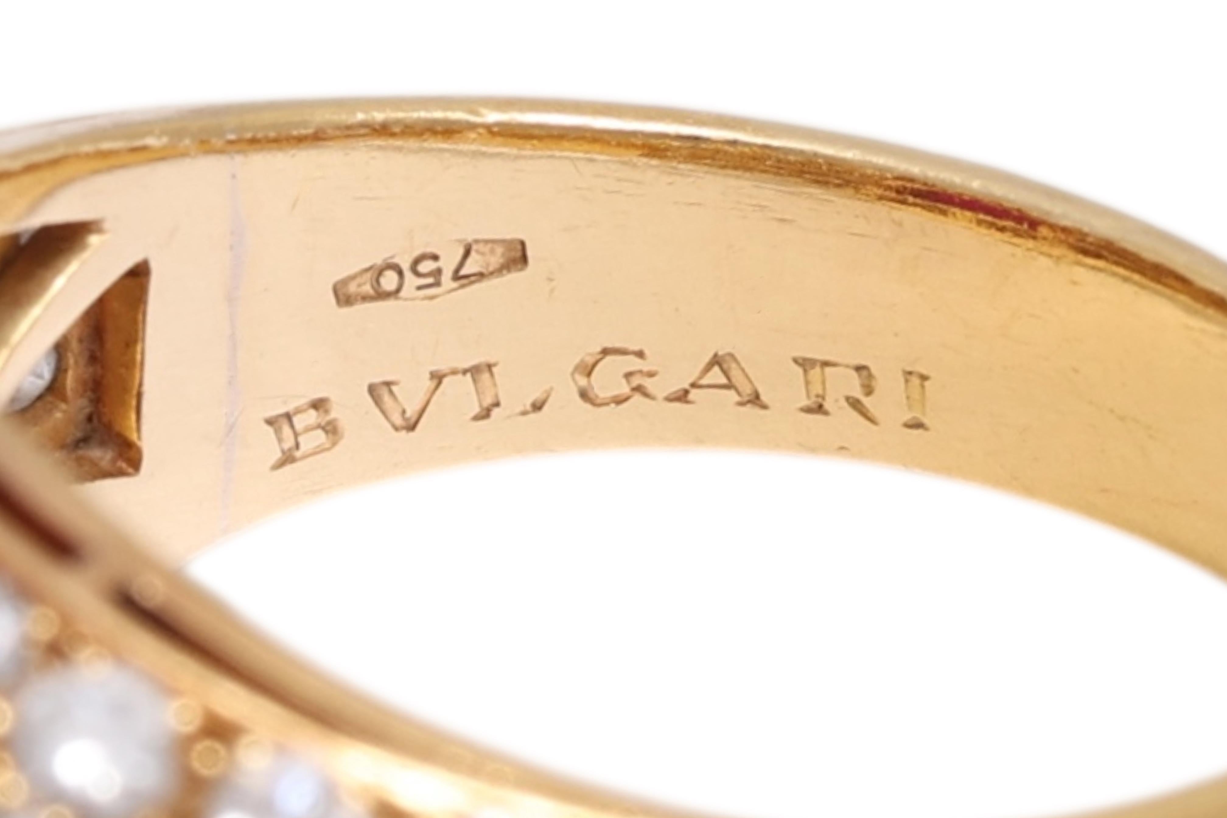 Anello Bvlgari Trombino in oro giallo 18 carati con 2,09 carati di rubini e diamanti con certificazione GRS in vendita 1