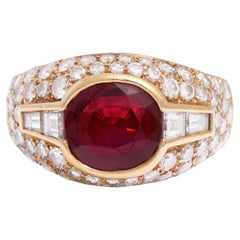Bvlgari Bague Trombino en or jaune 18 carats rubis et diamants 2,09 carats certifiés GRS