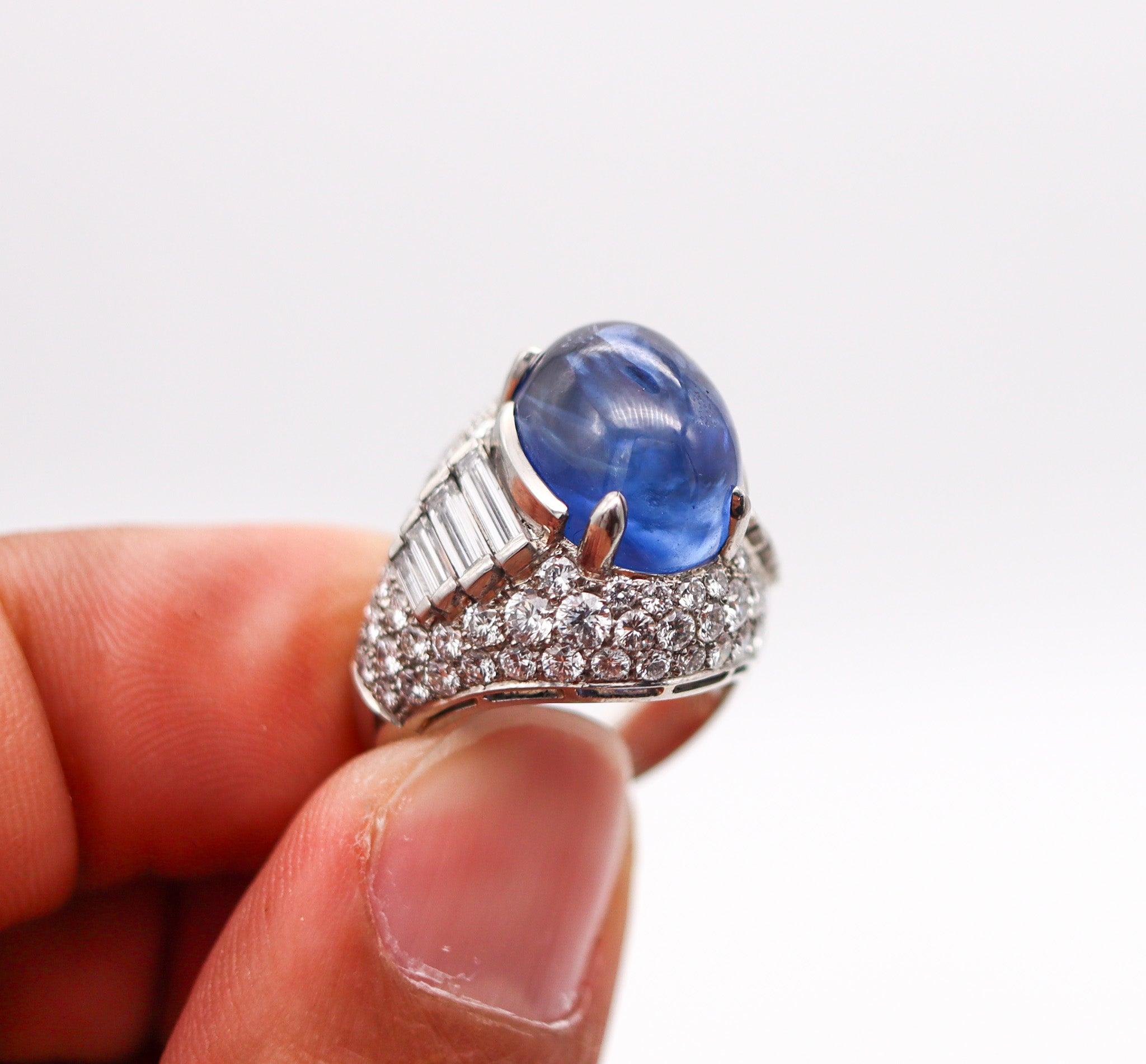 BVLGARI Trombino Cocktail Ring In Platinum With 21.88 Ctw In Diamonds & Sapphire For Sale 4