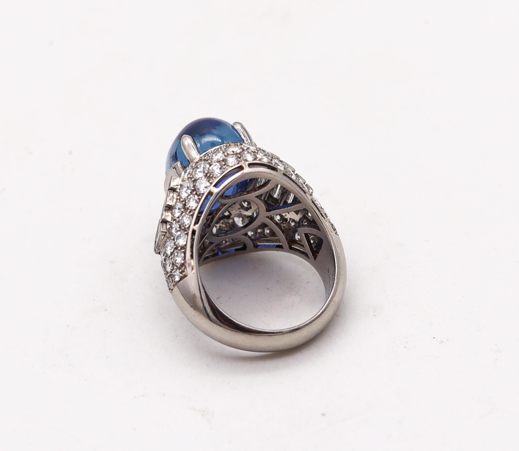 Mixed Cut Bvlgari Trombino Cocktail Ring In Platinum With 21.88 Ctw In Diamonds & Sapphire For Sale