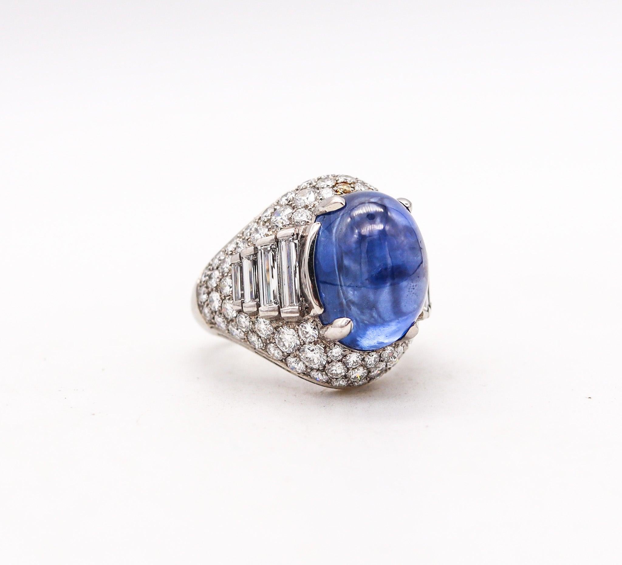Cabochon BVLGARI Trombino Cocktail Ring In Platinum With 21.88 Ctw In Diamonds & Sapphire For Sale