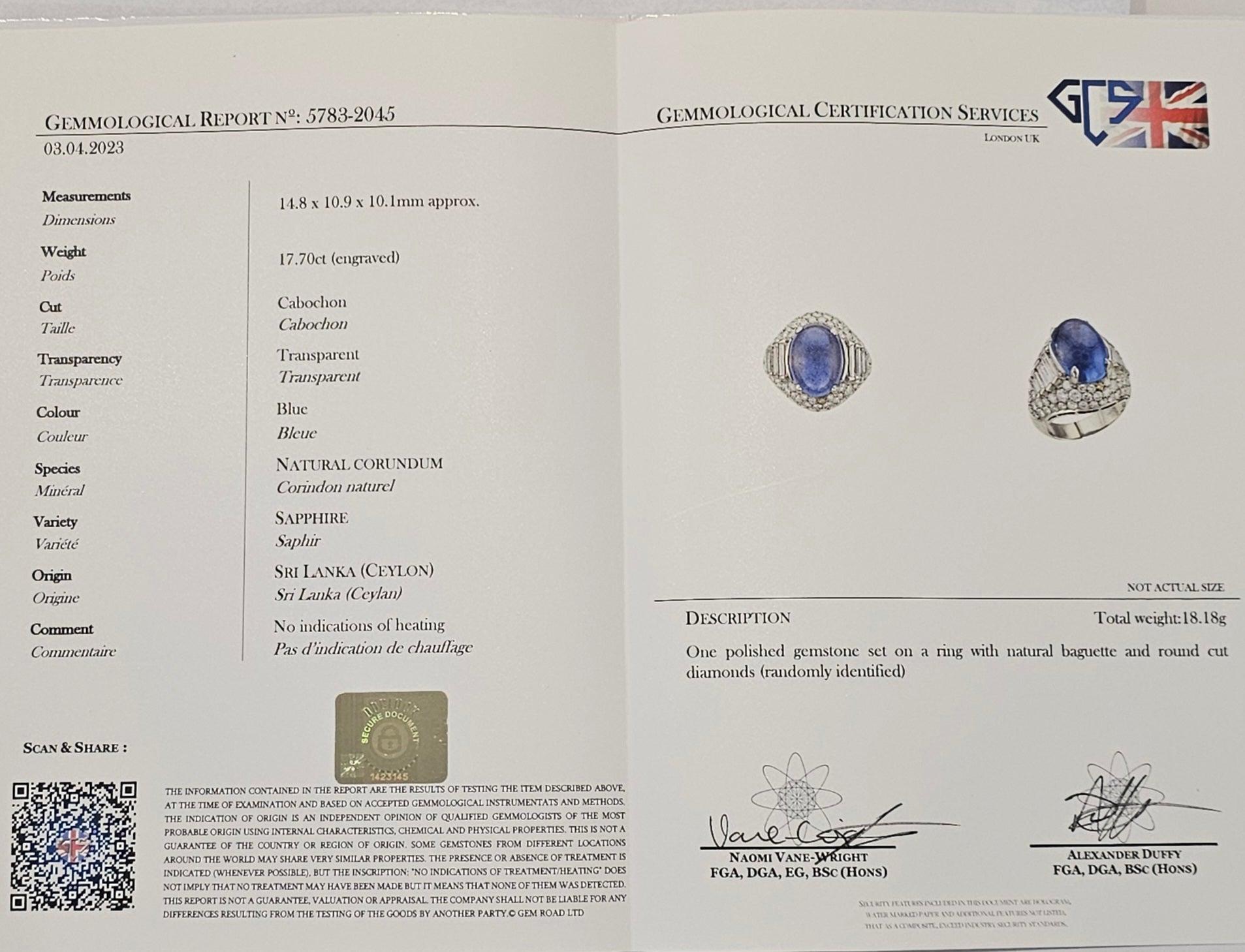 BVLGARI Trombino Cocktail Ring In Platinum With 21.88 Ctw In Diamonds & Sapphire In Excellent Condition For Sale In Miami, FL