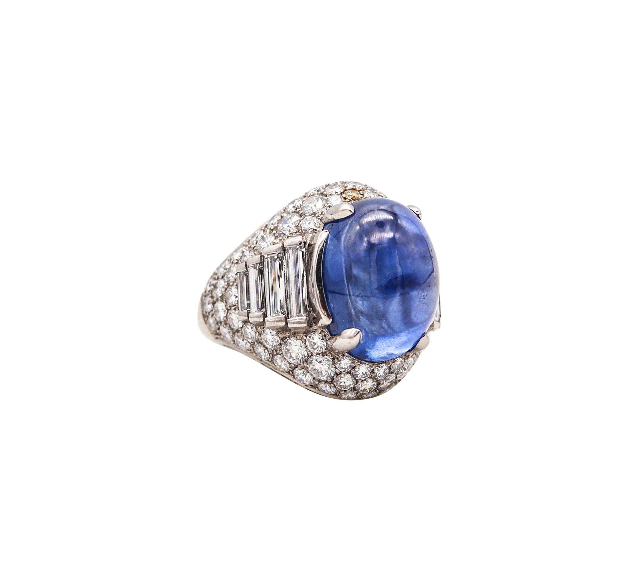 Women's BVLGARI Trombino Cocktail Ring In Platinum With 21.88 Ctw In Diamonds & Sapphire For Sale
