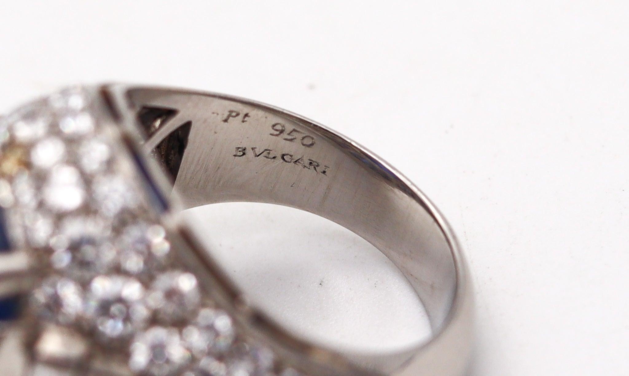 BVLGARI Trombino Cocktail Ring In Platinum With 21.88 Ctw In Diamonds & Sapphire For Sale 3