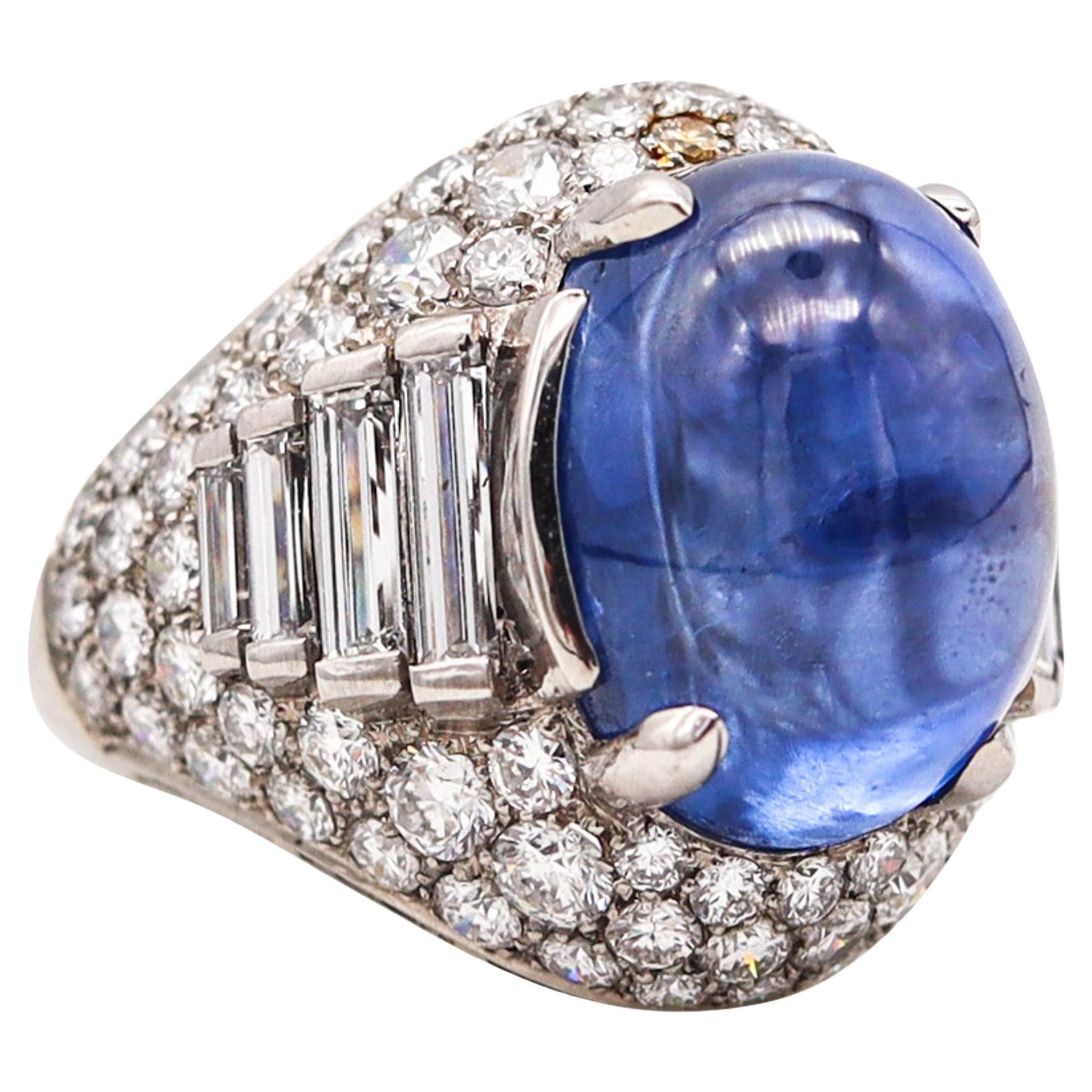 Bvlgari Trombino Cocktail Ring In Platinum With 21.88 Ctw In Diamonds & Sapphire