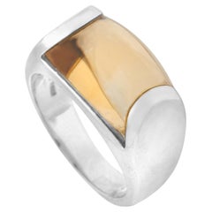 Bvlgari Tronchetto 18 Karat White Gold Citrine Dome Ring