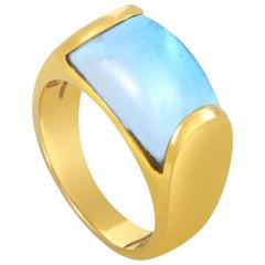 Bvlgari Tronchetto 18 Karat Yellow Gold Blue Topaz Ring