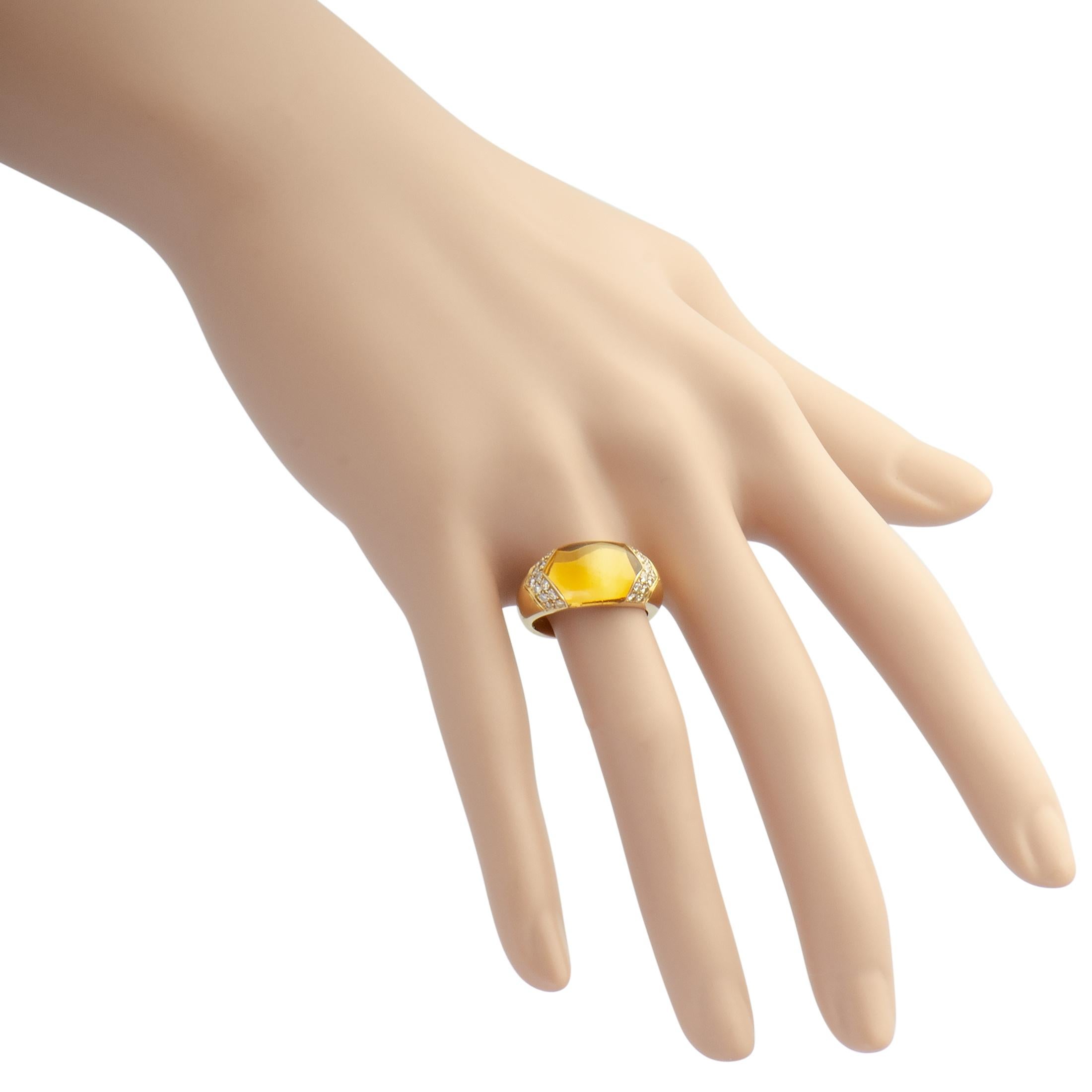 Bvlgari Tronchetto 18 Karat Yellow Gold Diamond and Citrine Ring 2